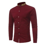 Chemise Col Brodé Homme rouge