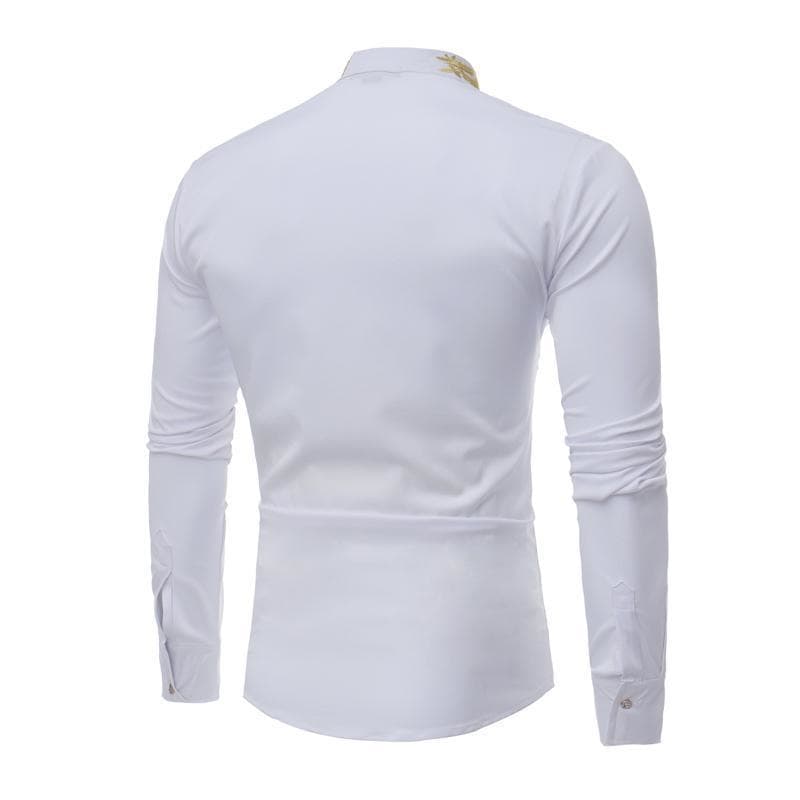 Chemise Col Brodé Homme blanche vue arrière