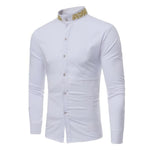 Chemise Col Brodé Homme blanche