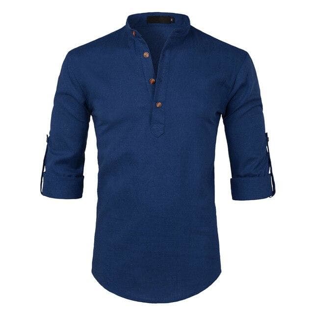 Chemise Coton Homme Manche Courte bleue