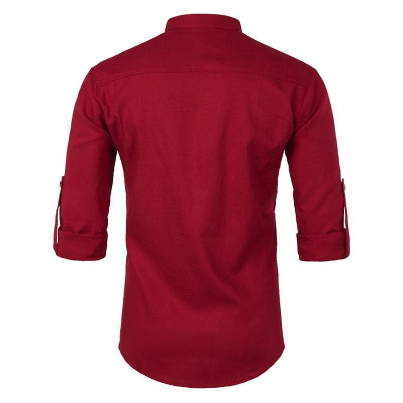 Chemise Coton Homme Manche Courte rouge vue arrière