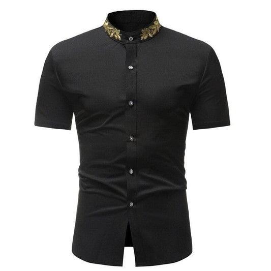 Chemise Manche Courte Col Mao