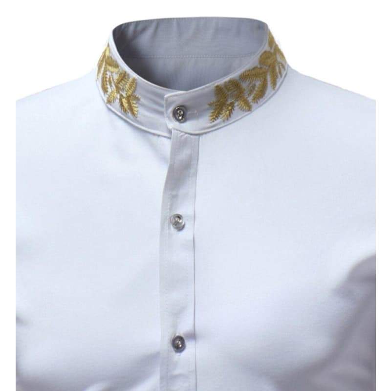 Chemise Manche Courte Col Mao brodé