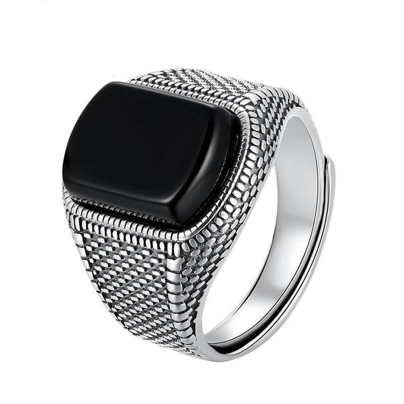 Bague homme argent online pierre noire