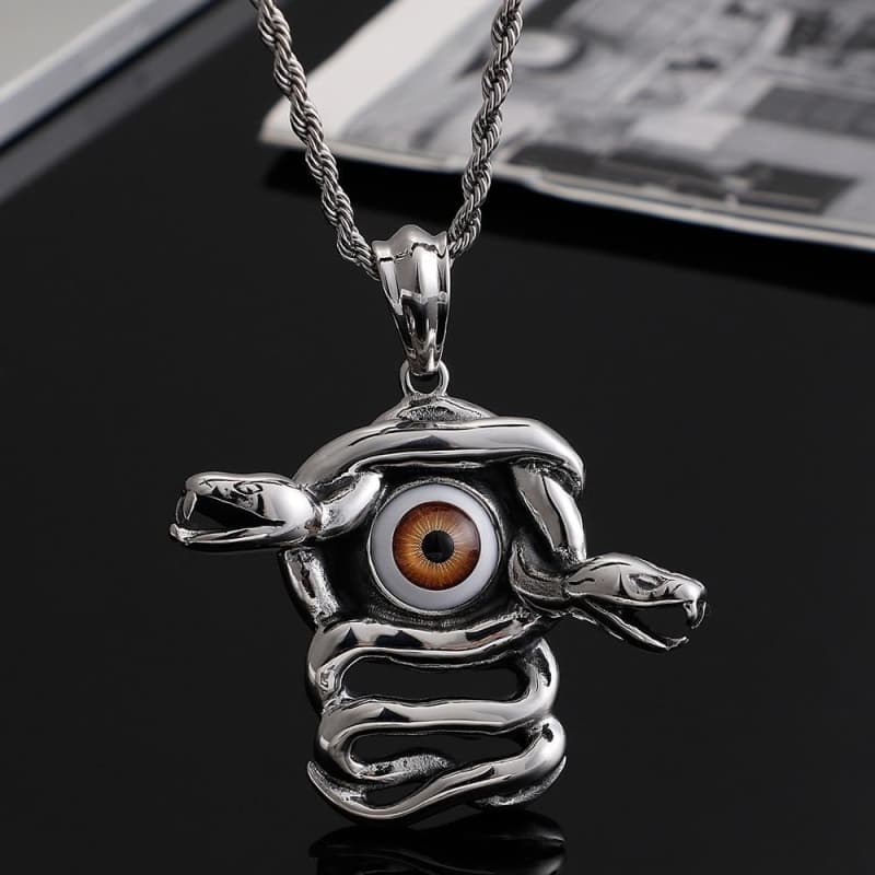 Collier Mauvais Oeil fond noir | Steampunk Store