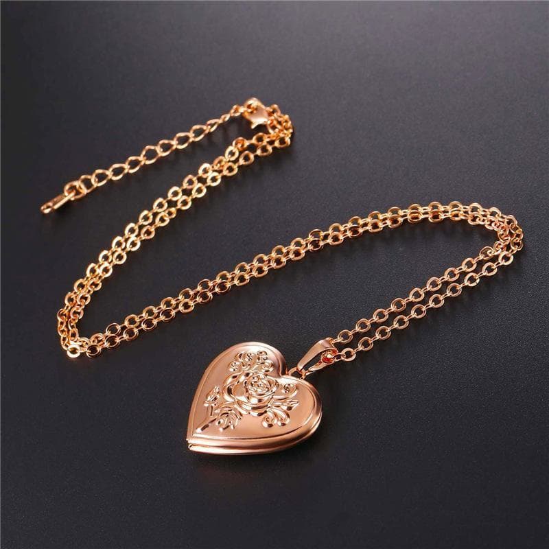 Collier Pendentif Coeur Porte Photo cuivre avec chaîne visible | Steampunk Store