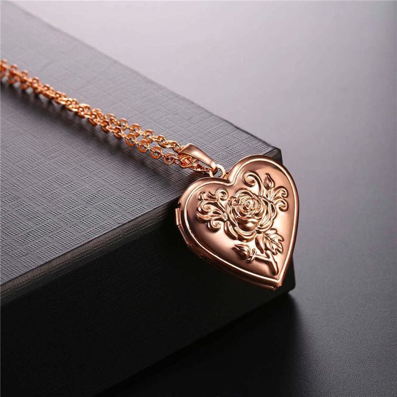 Collier Pendentif Coeur Porte Photo cuivre en suspension | Steampunk Store