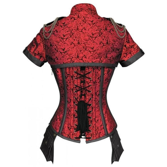 Corset Gothique rouge Femme vue arrière | Steampunk Store