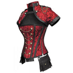 Corset Gothique rouge Femme de coté | Steampunk Store