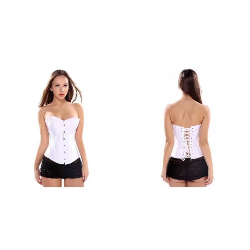Corset Steampunk effet satiné blanc | Steampunk Store