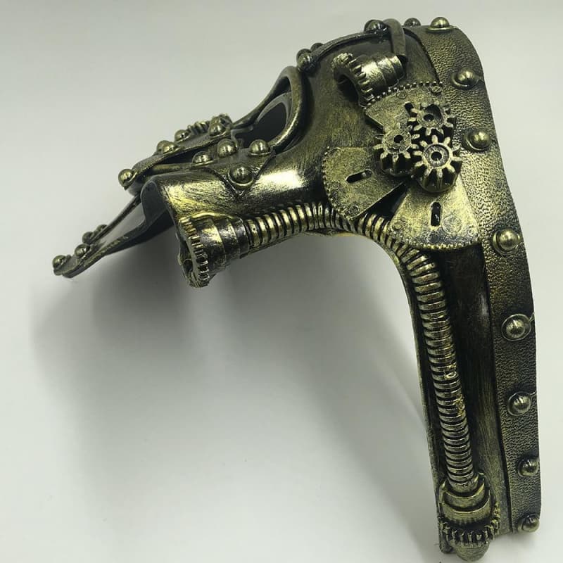 Demi Masque Steampunk Fantôme de l’opéra bronze sur le coté | Steampunk Store