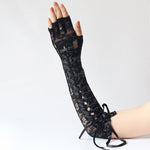 main droite-gants longs femme noir - Steampunkstore