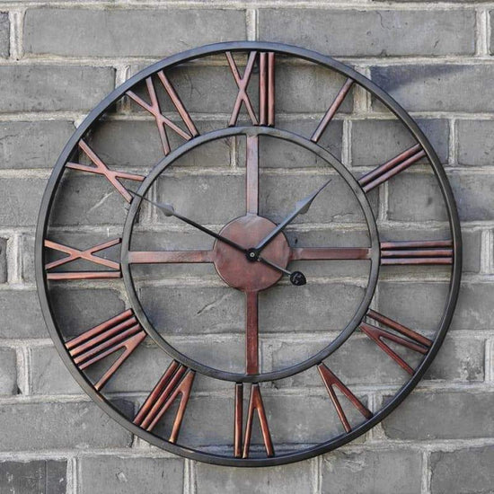 Grande Horloge Murale Steampunk fond brique | Steampunk Store