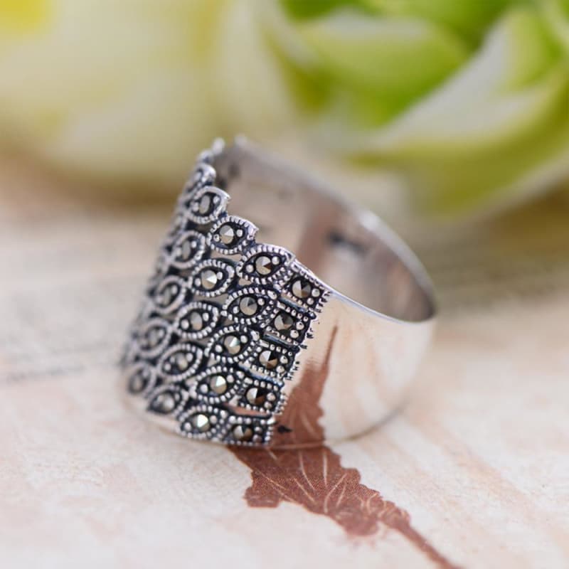 Grosse Bague en Argent de profil | Steampunk Store