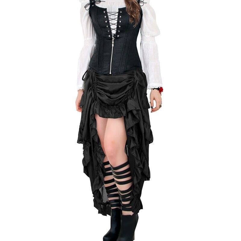 Jupe Western Steampunk noire portée