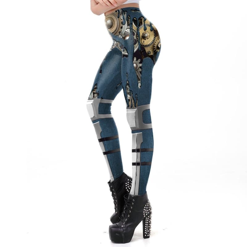 Legging Bleu Steampunk de côté | SteampunkStore