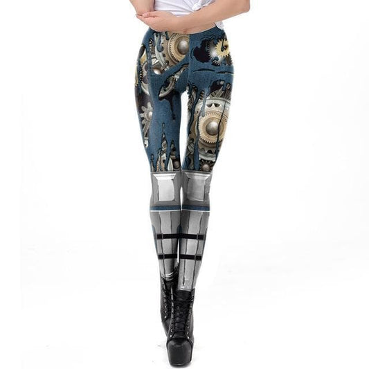 Legging Bleu Steampunk de face | SteampunkStore