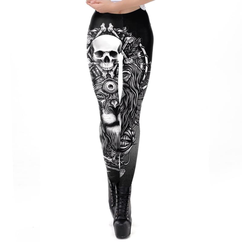 legging gothique motif blanc - steampunk store