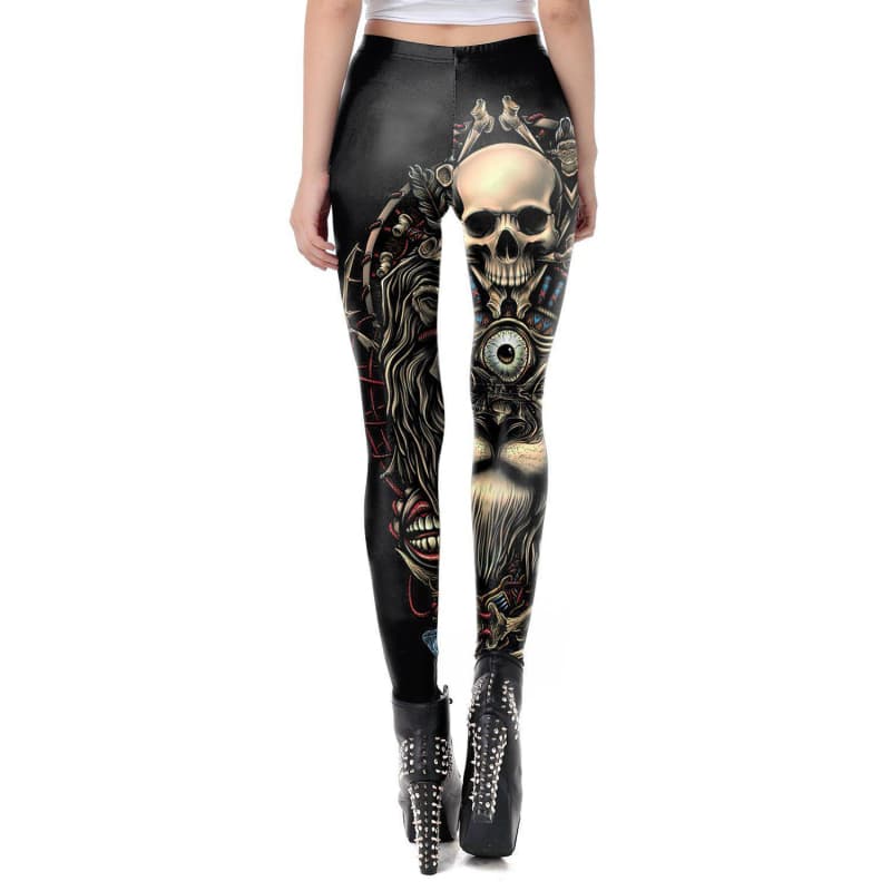 legging gothique motif jaune arriere - steampunk store