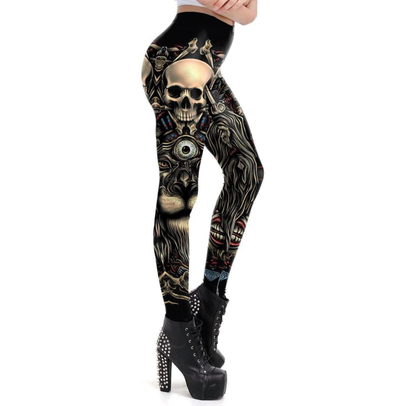 legging gothique motif jaune de coté - steampunk store