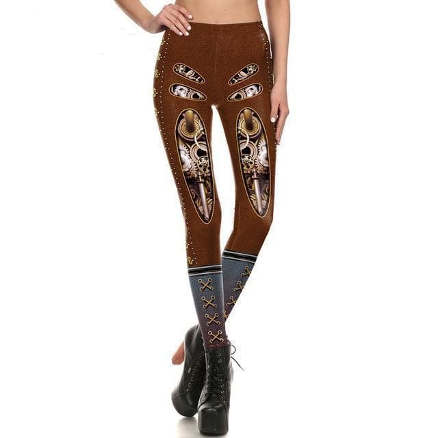 Legging Rouge Femme de face | Steampunk-Store