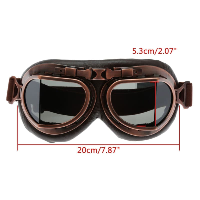 dimensions lunette motard retro - steampunkstore