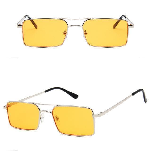 Lunettes de Soleil Rectangulaires Steampunk jaune 2 vues | SteampunkStore
