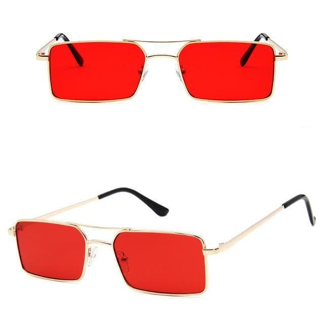 Lunettes de Soleil Rectangulaires Steampunk rouge 2 vues | SteampunkStore