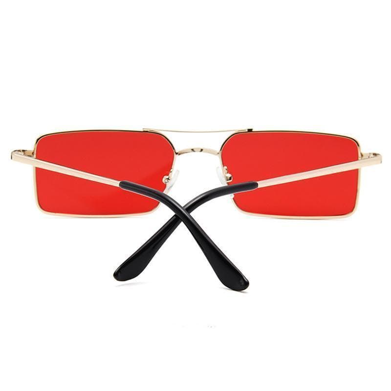 Lunettes de Soleil Rectangulaires Steampunk rouge vue arrière | SteampunkStore