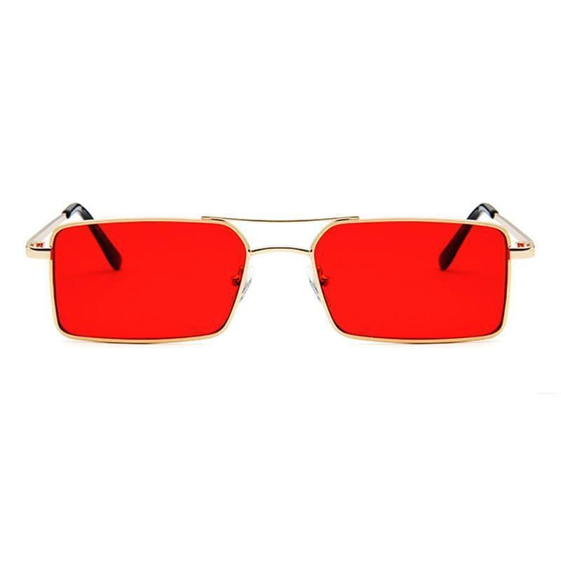 Lunettes de Soleil Rectangulaires Steampunk rouge de face | SteampunkStore
