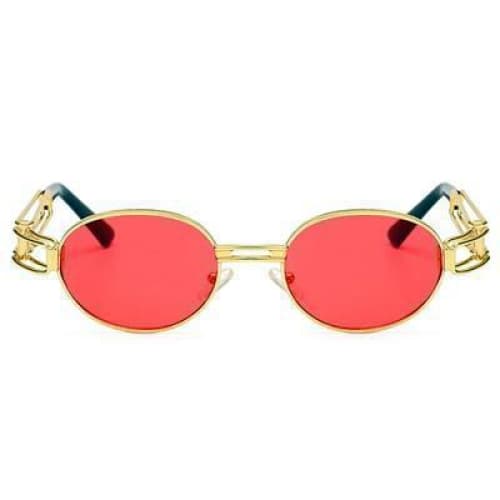 Lunettes de soleil Rétro Rouge de face - Steampunk store