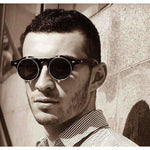 lunettes rondes de soleil vintage - Steampunk Store sur un modèle homme