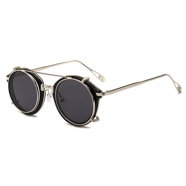 Lunettes Rondes Homme Style noir & Argent | Steampunk Store