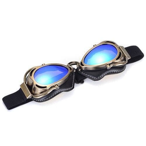 Steampunk Lunettes Biker-Pilote-Aviateur bleu | SteampunkStore