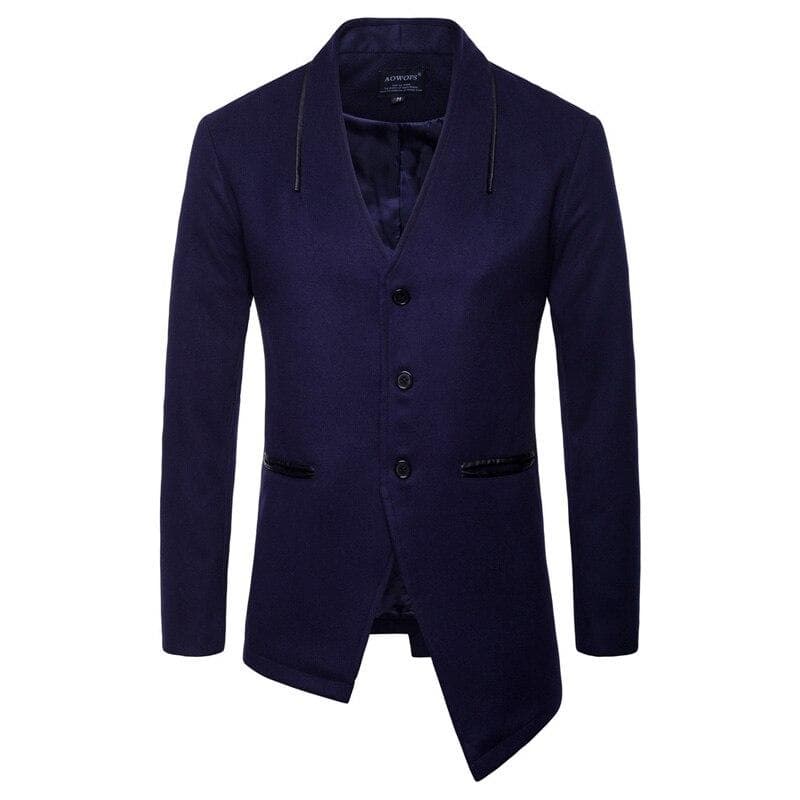 Manteau Asymétrique Homme bleu marine | Steampunk Store