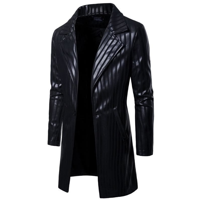 Manteau Cuir Homme Noir de coté | Steampunk Store