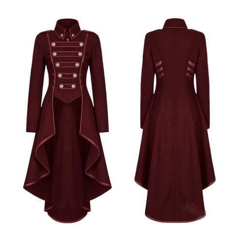 Manteau Long Femme Vintage Rouge | Steampunk Store