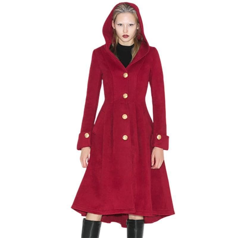 Manteau Long Rouge Femme | Steampunk Store