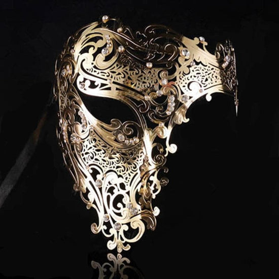 Masque Venitien Demi Visage sur fond noir | Steampunk Store