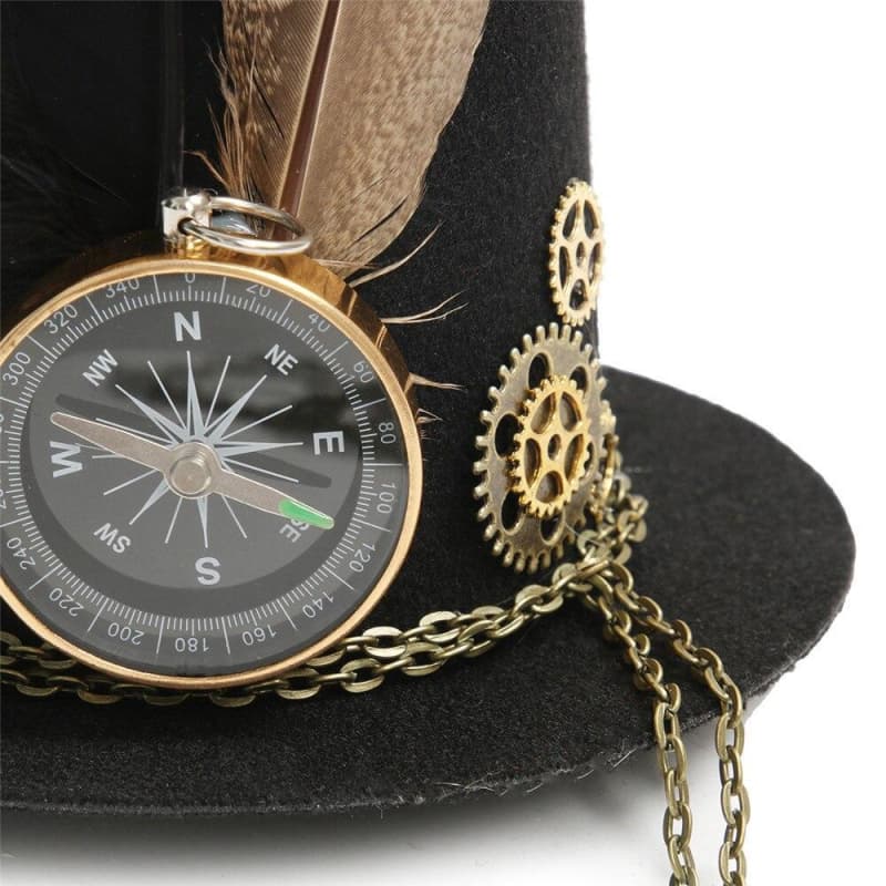 Mini Chapeau Haut De Forme Pas Cher vue boussole | Steampunk Store