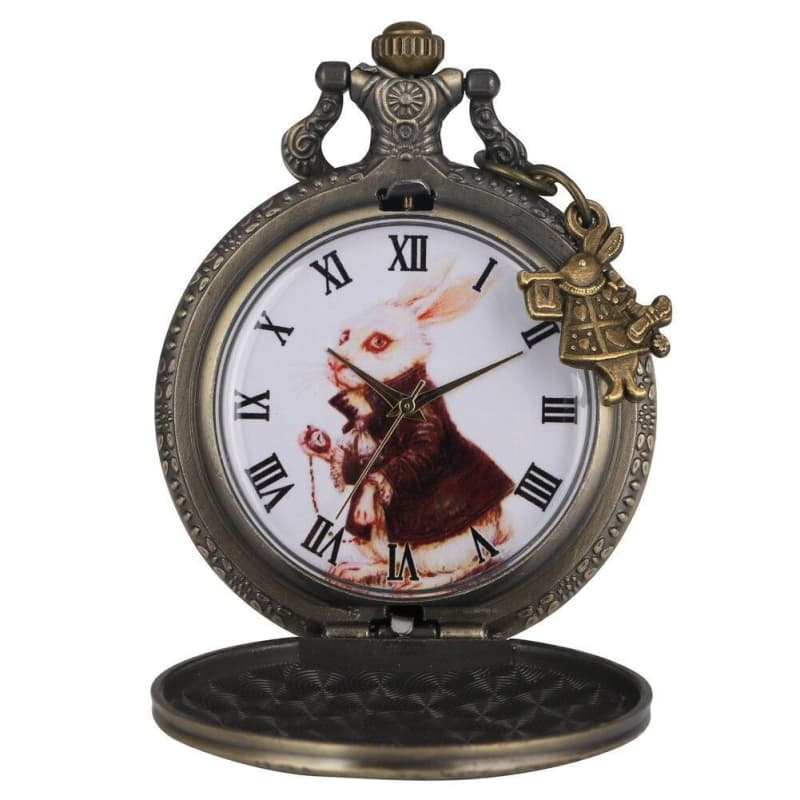 Montre A Gousset Lapin Blanc ouverte | Steampunk Store