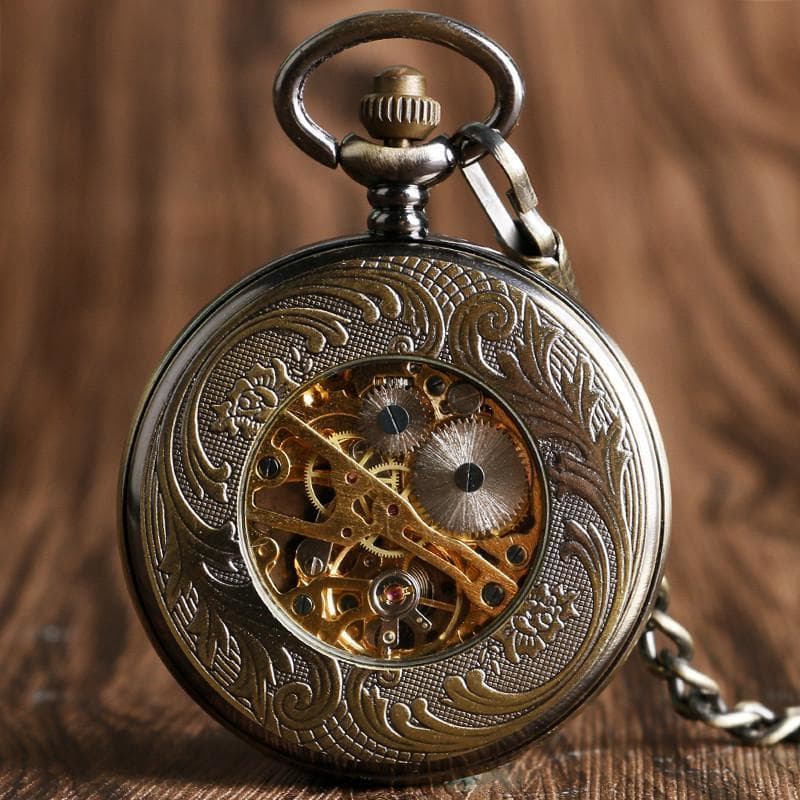 Montre a Gousset Lotus vue arrière | Steampunk Store