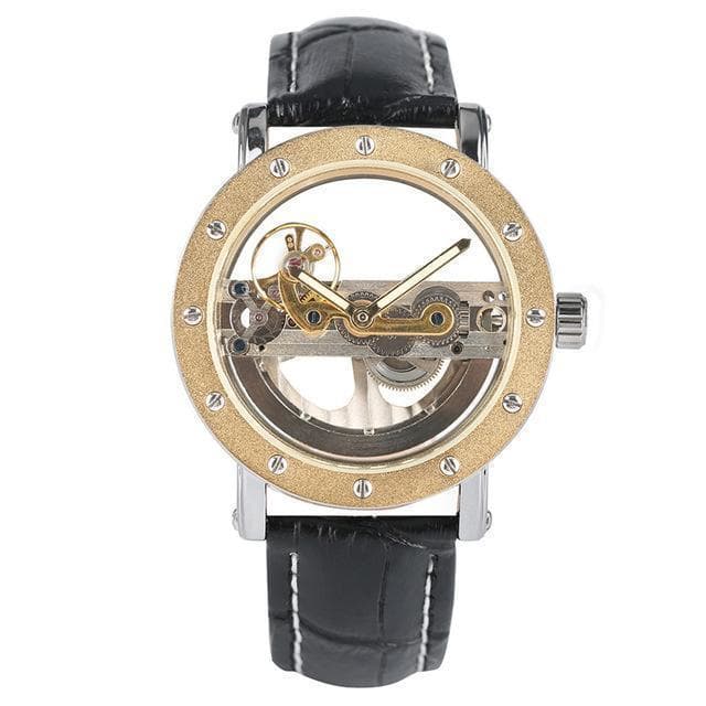 Montre Automatique Squelette pour Homme Or de face-steampunk store