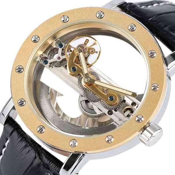 Montre Automatique Squelette pour Homme Or -steampunk store