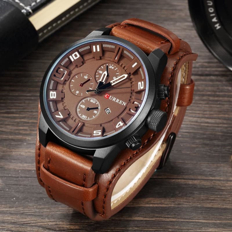 Montre Bracelet en Cuir Orange / Marron - Steampunkstore 2