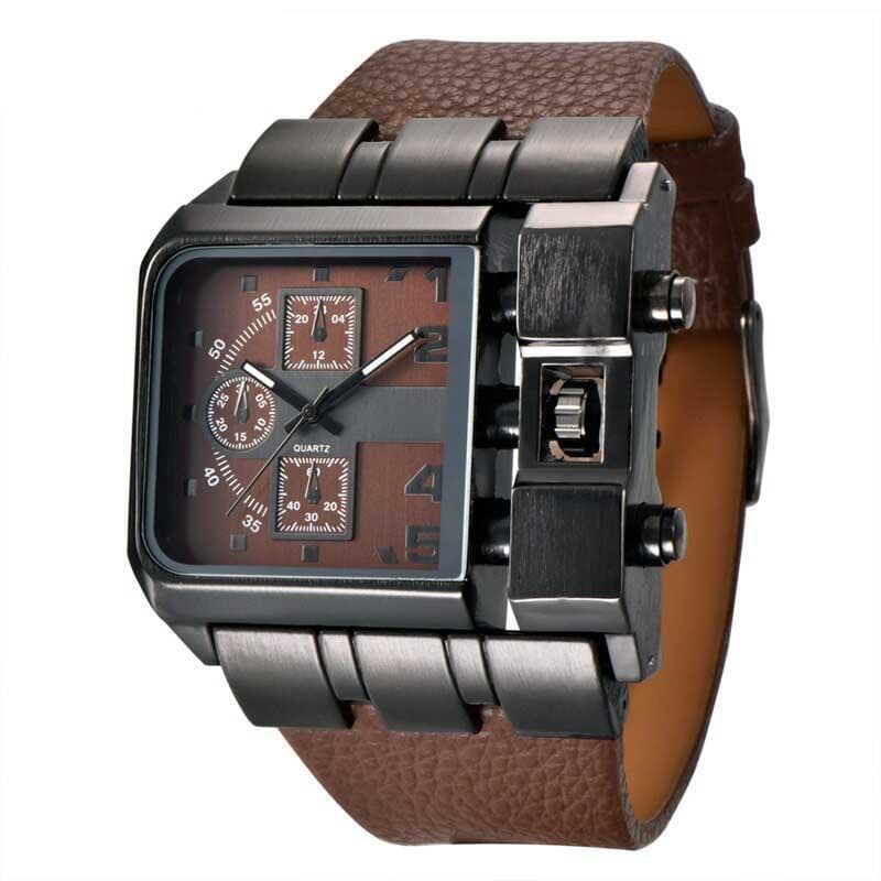 Montre Carrée pour Homme marron | Steampunk-store