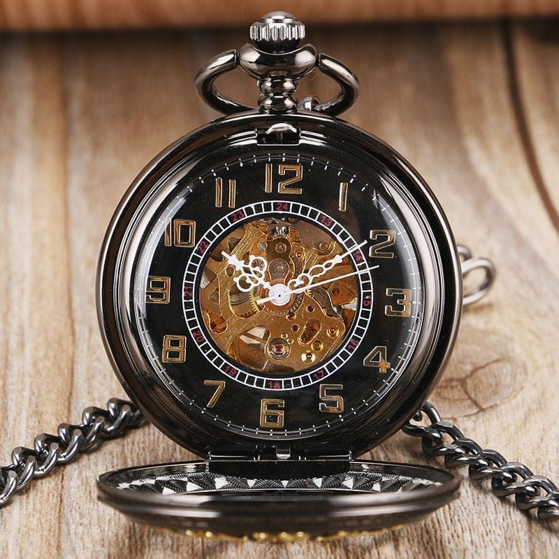 montre gousset squelette automatique ouverte - Steampunk Store