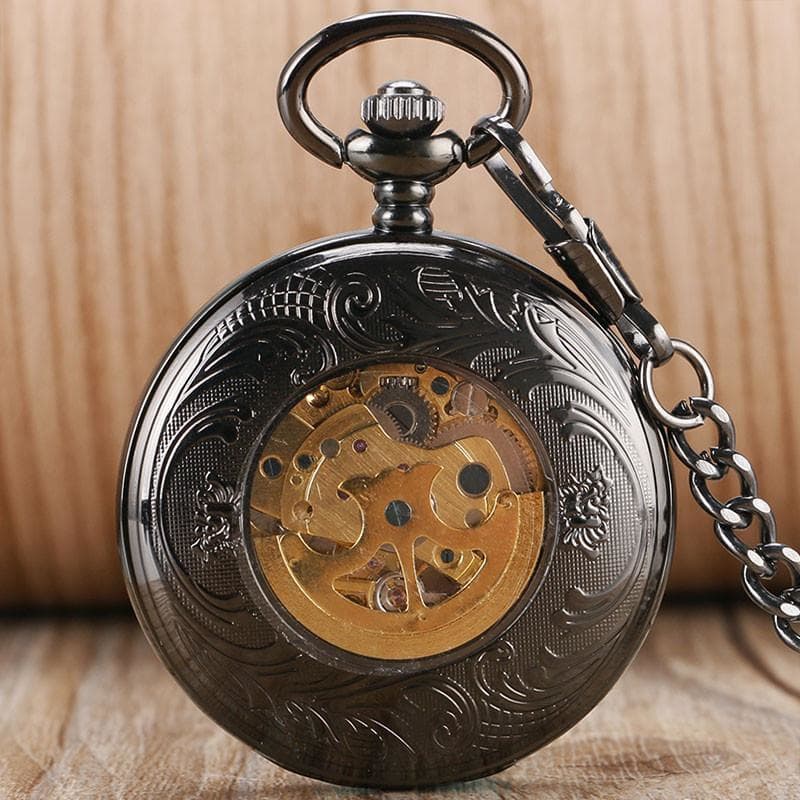 montre gousset squelette automatique arriere - Steampunk Store