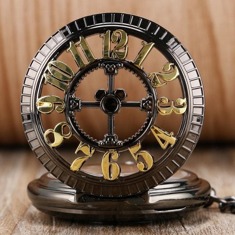 montre gousset squelette automatique ouverte vue couverccle - Steampunk Store