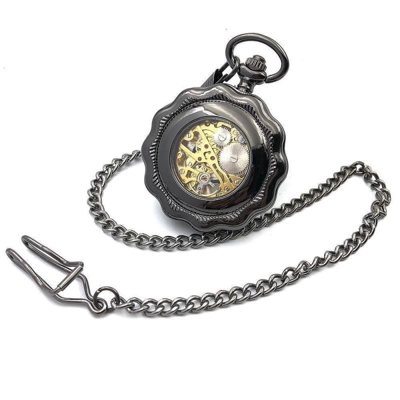 montre gousset homme squelette vue arriere - steampunk store